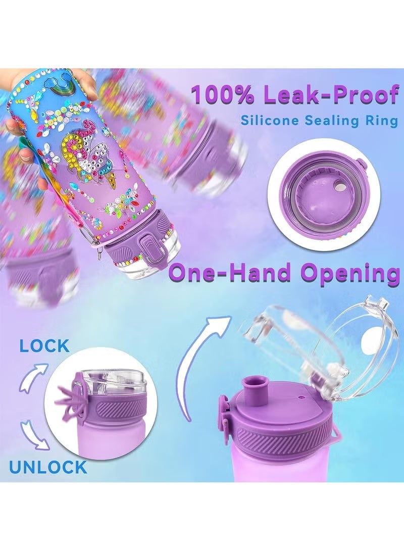 ColaBear Decorate Your Own Water Bottle Kits for Girls, Fun Arts and Crafts Gift Toys for Ages 3+, Gem Painting Crafts, Fun Arts and Crafts Gifts Toys for Girls Birthday (Purple) - Image 4